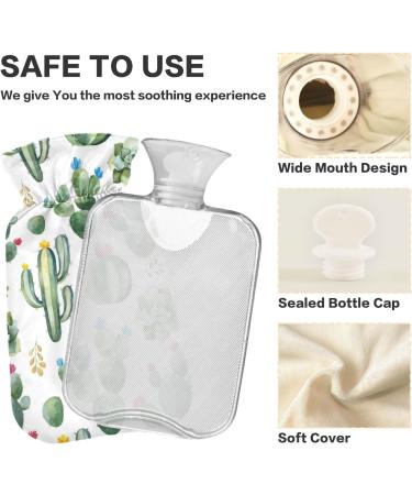 NAANLE 2L Hot Water Bottle with Watercolor Cactus Cover - Pain Relief & Heat Therapy for Menstrual Cramps | Large Warm-Up Bag - Buy Online on GoSupps.com