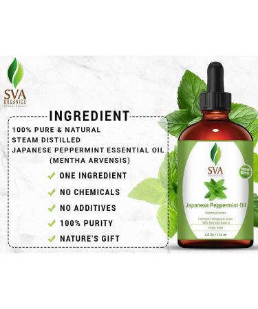 SVA Japanese Peppermint Essential Oil 4 Oz - 100% Pure & Premium Grade for Diffuser, Skincare, Haircare, Massage, Aromatherapy, Soaps & Candles - Buy Online on GoSupps.com