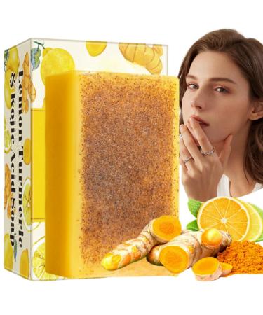Lemon Turmeric Kojic Acid Soap Dark Spot Corrector Remover Deep Cleansing Turmeric Soap Bar Lemon Brightening Soap Bar for Skin Moisturizing Soap for Face & Body Face Bum Soap Skin Whitening Soap