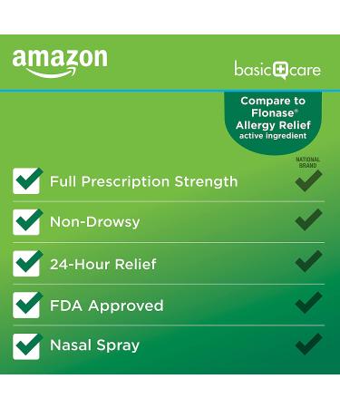 Amazon Basic Care Fluticasone Propionate Nasal Spray 50mcg - 24-Hour Allergy Relief (3 Pack) - Buy Online on GoSupps.com