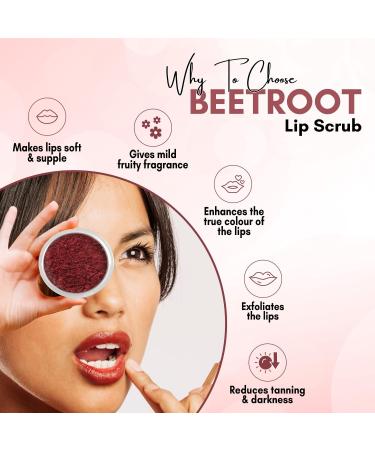 Beetroot Lip Scrub for Dark Lips - Brightening & Cleansing | Unisex | 15g - Buy Online on GoSupps.com