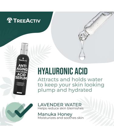 TreeActiv Oil-Free Hyaluronic Acid Serum - Advanced Skin Repair for Women | Hydrating Facial Serum | 2 oz - Buy Online on GoSupps.com