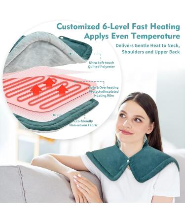 Weighted Heating Pad for Neck and Shoulders - Electric Heated Wrap for Pain Relief with 6 Heat Settings & Auto-Off Feature - Perfect Gift for Christmas - Buy Online on GoSupps.com