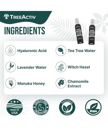 TreeActiv Oil-Free Hyaluronic Acid Serum - Advanced Skin Repair for Women | Hydrating Facial Serum | 2 oz - Buy Online on GoSupps.com