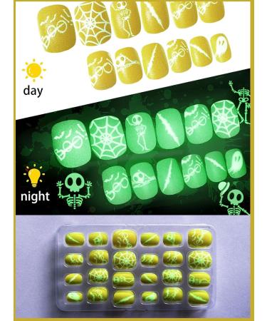 Halloween Luminous Press-On False Nails for Kids | 3 Boxes of Themed Fake Nails with Adhesive Tabs | Short Full Cover Nail Art Decoration - Buy Online on GoSupps.com