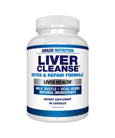Liver Cleanse Detox & Repair Formula  Milk Thistle Herbal Support Supplement: Silymarin, Beet, Artichoke, Dandelion, Chicory Root  Arazo Nutrition