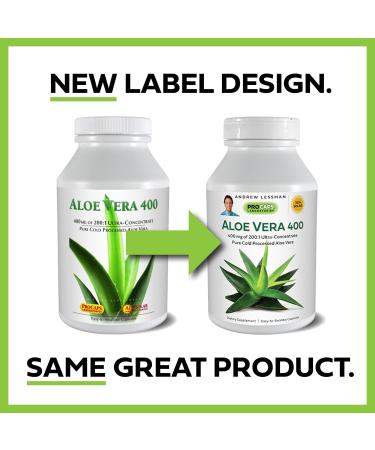 Andrew Lessman Aloe Vera 400 - 60 Capsules | 200:1 Ultra-Concentrate | Soothing Support for Stomach and Digestive System | No Additives | Small Easy-to-Swallow Capsules - 60 Count - Buy Online on GoSupps.com
