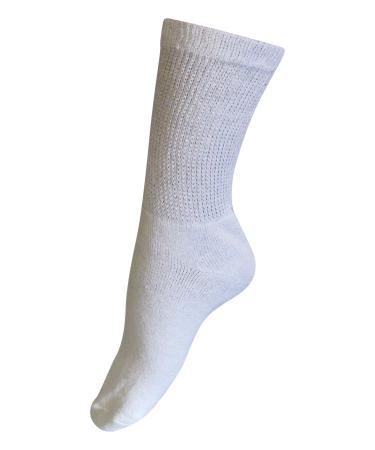 Diabetic Mens Crew Socks (3 Pack) 10-13 White Made in The USA