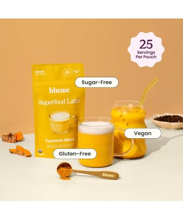 Blume Superfoods Latte - Turmeric Powder and Ginger Powder - Golden Milk Cardamom Ginger Root Caffeine Free Sugar-Free Organic - Vegan Keto Friendly Gluten-Free - 25 Servings - Buy Online on GoSupps.com