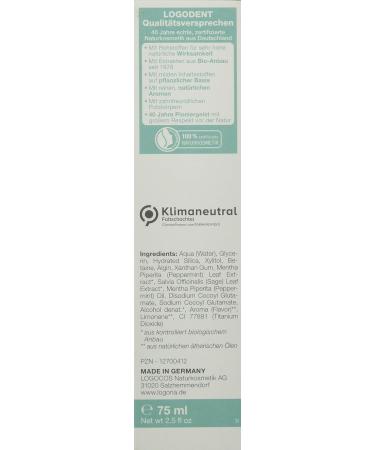 Logodent Natural White Peppermint Toothpaste - Vegan Gentle Teeth Whitening & Enamel Protection - 75ml - Buy Online on GoSupps.com