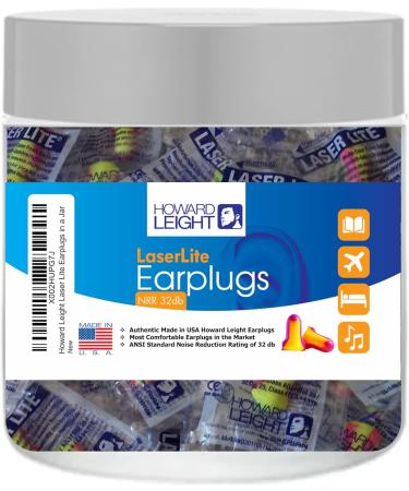 Howard Leight Laser Lite Foam Ear Plugs - 25 Pairs (50 Count) | Individually Wrapped for Noise Reduction, Sleeping | In Jar - Buy Online on GoSupps.com