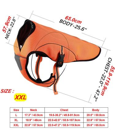 Dog Cooling Coat Dog Cooling Vest Evaporative Swamp Cooler Jacket Safety Reflective Orange Vest for Large Dogs Walking Outdoor Hunting Training Camping Orange-XXL - Buy Online on GoSupps.com