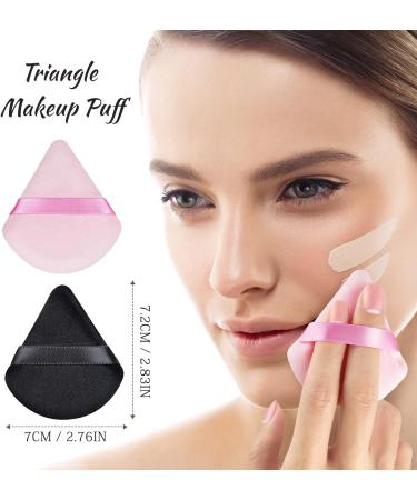 2 Pcs Triangle Velvet Makeup Powder Puffs Set - Pink & Black | Soft Velour Beauty Triangle Face Puffs for Setting Loose Powder, Under Eye Makeup Applicator - Buy Online on GoSupps.com