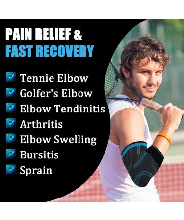 NuCamper Epicondylitis Elbow Bandage 2 pieces compression band elbow bandage for women and men nonslip bandage for gym bodybuilding calisthenics and training Blue M Blue M - Buy Online on GoSupps.com
