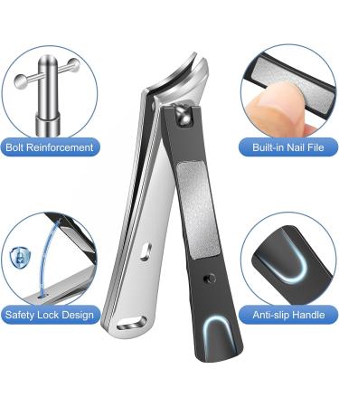 2024 Toenail Clippers for Seniors | Ultra Sharp Wide Jaw Nail Clippers for Thick Nails | Slant Curved Blade Fingernail Cutter for Men - Ideal for Ingrown Nails - Buy Online on GoSupps.com