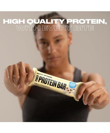 Buy Body Attack Protein Bar Vanilla-Stracciatella | 24 x 35g Low Fat Fitness Bars with Vitamins & L-Carnitine - High-Quality German Protein - Buy Online on GoSupps.com