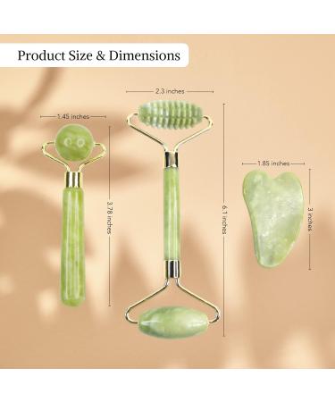 3-in-1 Jade Gua Sha & Face Roller Set - Natural Face Massage Tools for Puffy Eyes Saggy Skin & Muscle Relief | International Shipping Available - Buy Online on GoSupps.com