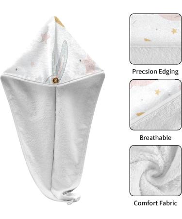 Rabbit The Moon Hair Towel 2 Pack - Super Absorbent Quick Dry Hair Turbans for Women & Girls - Buy Online on GoSupps.com