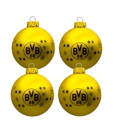 Borussia Dortmund BVB Christmas tree balls (set of 4) Christmas decoration yellow one size single