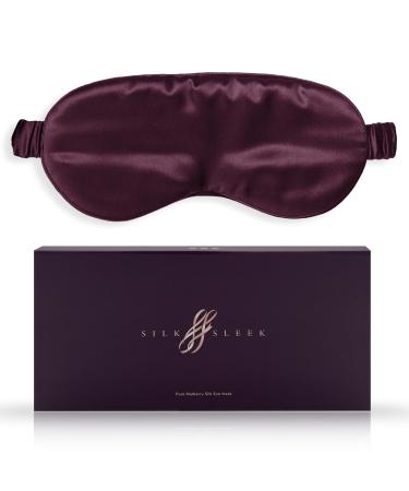 SILKSLEEK Eye Mask for Sleeping 22 Momme Pure Mulberry Silk Sleep Mask Filled with 100% Pure Silk Travel Essentials Super Soft & Comfortable Blackout Eye Mask in Gift Box (Burgundy)
