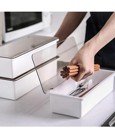 Fruusv Kitchen cutlery organizer transparent tray for kitchen utensils efficient transparent lid with built-in drainer for home - Buy Online on GoSupps.com