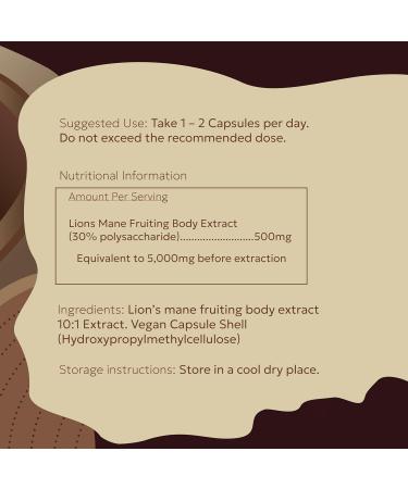 Premium 5000mg Lion's Mane Mushroom Capsules - 60 Vegan Capsules with 30% Polysaccharides for Mental Clarity and Focus - Buy Online on GoSupps.com