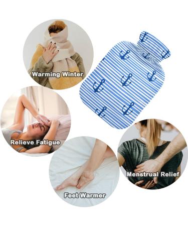 Naanle Stripes Sea Anchor 2L Hot Water Bottle with Cover - Large Transparent Hot Water Bottle for Pain Relief Bed Warmer & Cold Therapy - Buy Online on GoSupps.com
