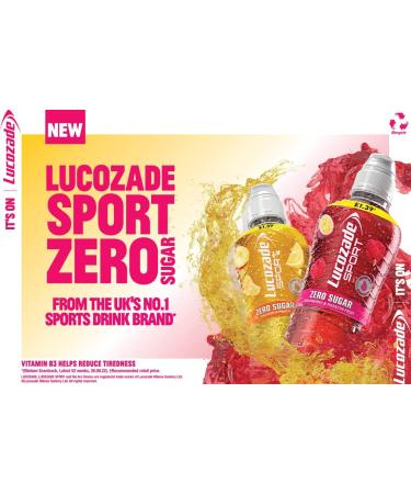 Lucozade Sport Zero Sugar Raspberry & Passion Fruit 12 x 500ml (Raspberry & Passionfruit) - Buy Online on GoSupps.com