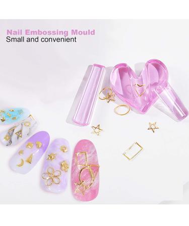 2pcs Embossed Nail Art Molds - Star & Heart Shape Metal Frame Tools for Professional Manicure - Buy Online on GoSupps.com