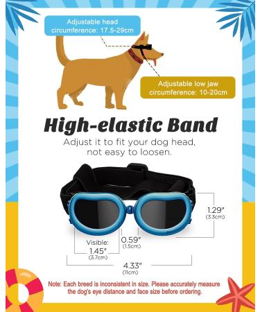 Lewondr Vintage Blue Dog Sunglasses - UV Safety Glasses Windproof & Waterproof with Adjustable Band for Small Dogs - Buy Online on GoSupps.com