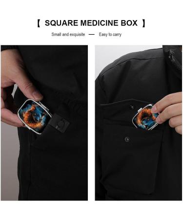 Blue Flames Wolf Head Pill Box - 2 Compartment Portable Metal Pill Organizer for Medicine Pocket & Purse - Buy Online on GoSupps.com
