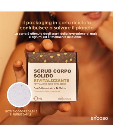  ENOOSO Solid & Organic Revitalizing Body Scrub with Matcha & Coffee | 100% Handcrafted Organic Natural Vegan Cruelty Free Made in Italy Scrubber Body - Buy Online on GoSupps.com