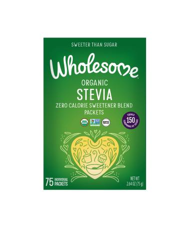 Wholesome Organic Stevia, Zero Calorie Sweetener Blend, Non GMO & Gluten Free,2.65 Oz (Pack of 75) Organic Stevia 2.65 Ounce (Pack of 75)