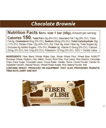 Nugo Fiber d'Lish Chocolate Brownie - 12g High Fiber Vegan Bars - 150 Calories - 16 Count - Buy Online on GoSupps.com