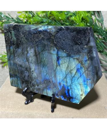 Natural Crystal Rough Natural Sphere Blue Light Labradorite Slab Stone Natural Slice Crystal Yellow Feng Shui Minerals Ornaments Home Decoration 1pc 320-350g - Buy Online on GoSupps.com