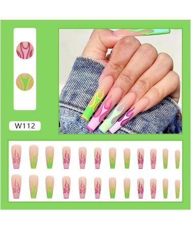 Nail Art Patches Beautiful and Fashionable Nails Finger Decorations Beauty and Decorative Supplies Long Ballet Nails Matching Summer Finished Flame Fake Nails W112 Summer Flame - Buy Online on GoSupps.com