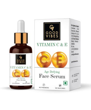 Good Vibes Age Defying Serum with Vitamin C & E | Deep Hydration Anti-Aging Face Serum | Lightweight Non-Greasy Formula | Nourishes & Smooths Skin | 1.01 Fl Oz (30ml)