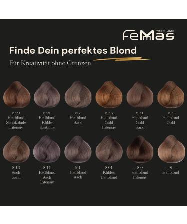 Femmas Hair Color 3x Light Blonde Gold Intensive 8.33 | Professional Cream with Argan Oil & Keratin | Permanent Hair Coloring for Radiant Results | 100ml 3 Pack - Buy Online on GoSupps.com
