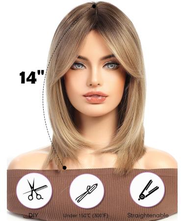 WOKESTAR Short Brown Bob Wig with Fringe - Heat Resistant Synthetic Hair for Women - Buy Online on GoSupps.com