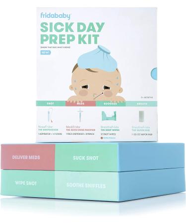 Baby Sick Day Prep Kit by FridaBaby - Includes NoseFrida Nasal Aspirator  MediFrida Pacifier Medicine Dispenser  Breathefrida Vapor Chest Rub + Snot Wipes. Soothe Stuffy Noses for Babies with A Cold - Buy Online on GoSupps.com
