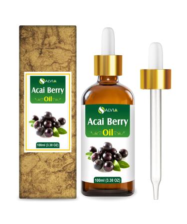 Salvia Acai Berry (Euterpe Oleracea) Cold Pressed Carrier Oil Natural & Pure Undiluted Uncut Oil Use for Aromatherapy Skin Care Therapeutic Grade (100ML with Dropper)