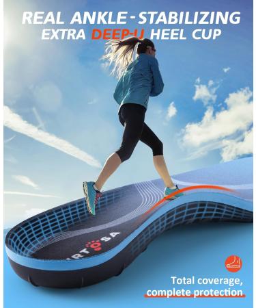 TMANI Arch Support Insoles Plantar Fasciitis - Orthotic Shoe Inserts for Flat Feet - Heavy Duty Boot Insoles for Men & Women - Blue (6-7) - Buy Online on GoSupps.com