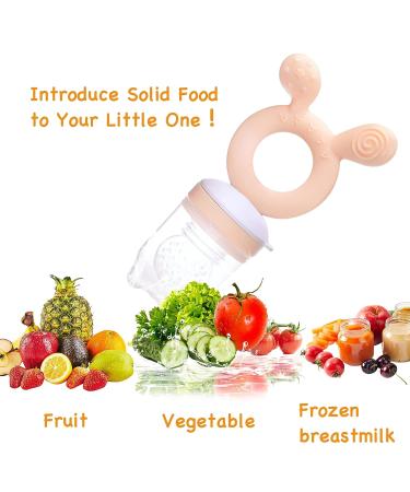 Baby Fruit Food Feeder Pacifier 2-in-1 Teething Toys 4 Pcs Silicone Pouches BPA Free - 3M+ (Muted) - Buy Online on GoSupps.com