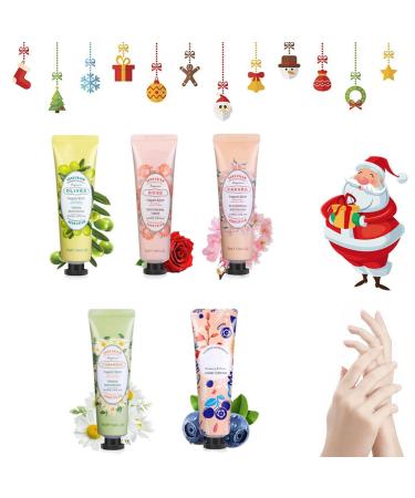 No l Coffret Cadeau Femme No l Cr mes Mains Hydratantes Cr mes pour Mains Coffret Cadeau pour Saint-Valentin Cadeau d'Anniversaire 5 Pi ces (Roses+Olives+Fleurs de Cerisier+Bleuets+Camomille)