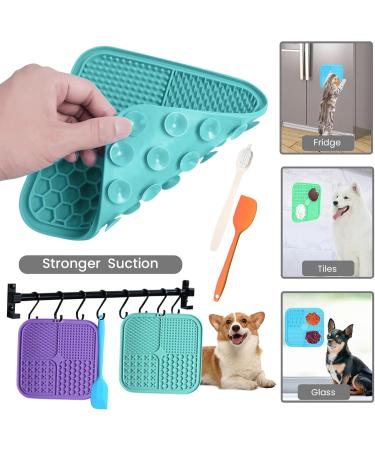 Buy Q line Losing Mat for Dogs - Light Blue & Purple Lickmate - Strong Suction Cups Spatula & Brush - Slow Feeder (Pack of 2) - International Shipping Available - Buy Online on GoSupps.com