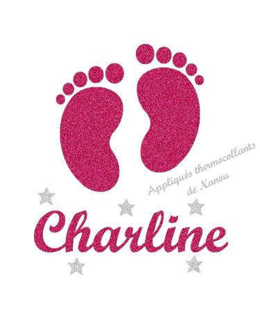 Petits pieds personnalis toiles pr nom patch paillet