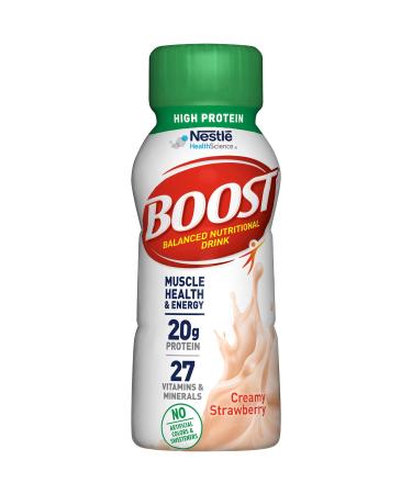 Boost High Protein Nutritional Energy Drink, Creamy Strawberry, 8 Oz Bottle (Pack of 24) by Boost Nutritional Drinks