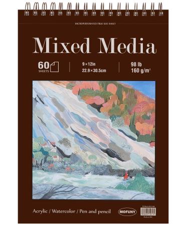 Mixed Media Sketch Pad 9 x 12 inches 60 Sheets (98lb/160gsm) Heavyweight Drawing Papers Top Spiral Bound Hardcover Sketchbook for Wet and Dry Media Drawing Painting 1 pack - Buy Online on GoSupps.com