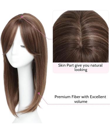 Ms Taj 18inch Dark Golden Brown Hair Topper for Thinning Hair - Long Layered Synthetic Clip-in Hair Piece for Women - Buy Online on GoSupps.com