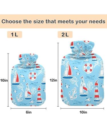 Naanle 2L Transparent Hot Water Bottle - Lighthouse Seagull Anchor Design for Pain Relief & Therapy | Large Hand & Foot Heat Relief - Buy Online on GoSupps.com